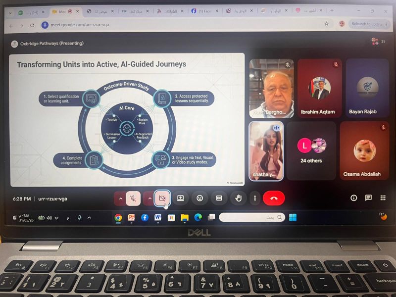جامعة نابلس للتعليم المهني والتقني تبحث آفاق التعاون مع منصة Oxbridge Pathways البريطانية في التعليم المدعوم بالذكاء الاصطنا