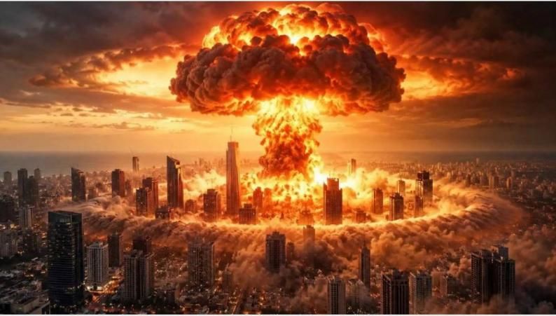 نتنياهو ينشر صورة لانفجار نووي فوق “تل أبيب”