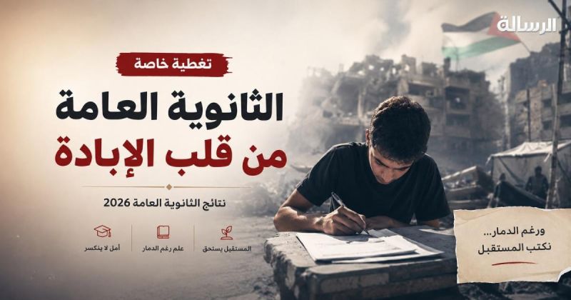 إعلان نتائج الثانوية العامة "التوجيهي" 2026 في فلسطين