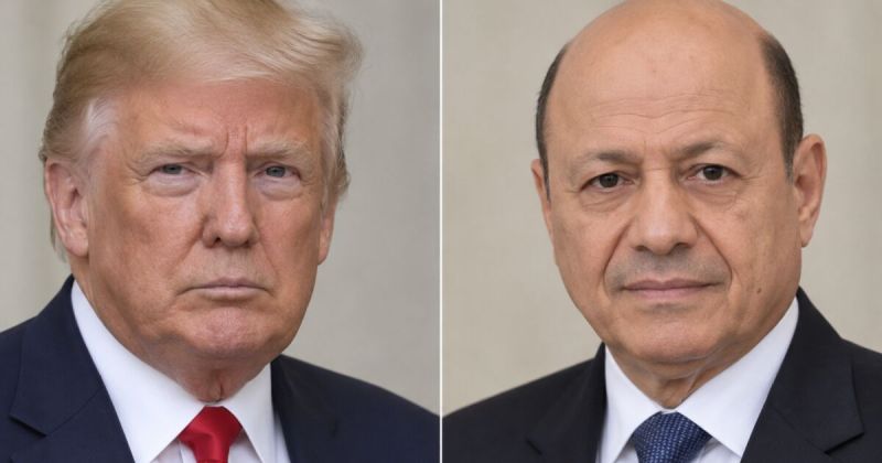 اتصال هاتفي بين ترمب والعليمي يبحث التصعيد في اليمن ومضيق باب المندب