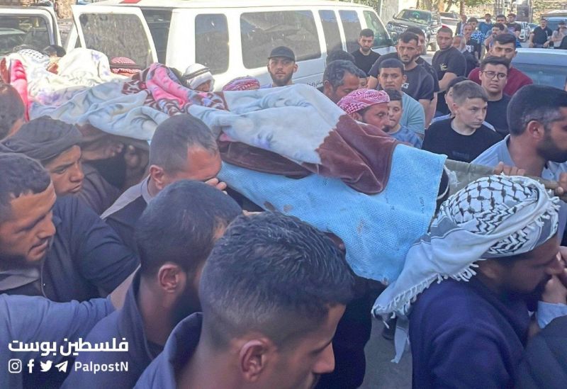 تشييع جثمان الشهيد الطفل يوسف كعابنة في قرية اللبن الشرقية جنوب نابلس
