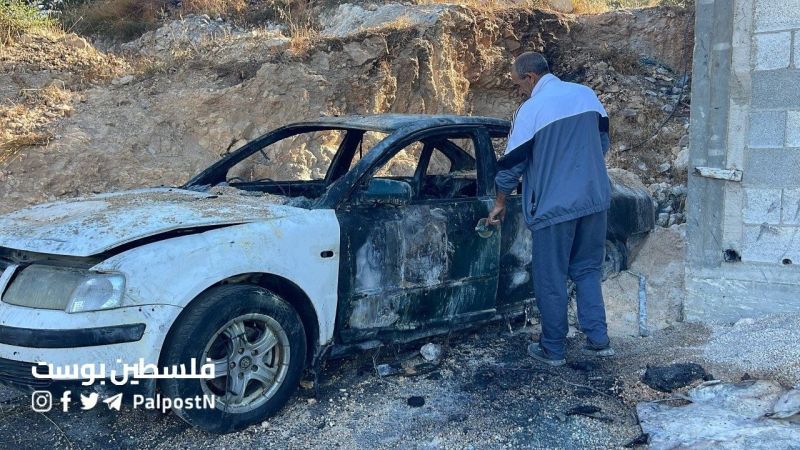 مستوطنون يحرقون مركبة شمال غرب نابلس