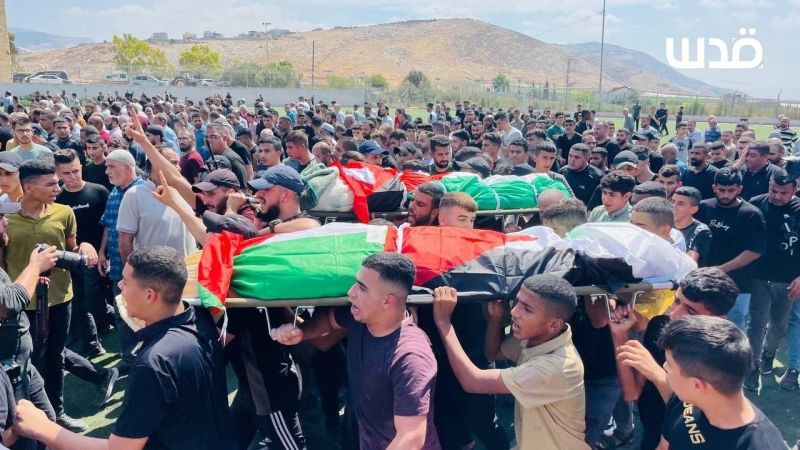 جماهير الضفة تشيع جثماني الشهيدين عودة عواودة ويوسف اشتية