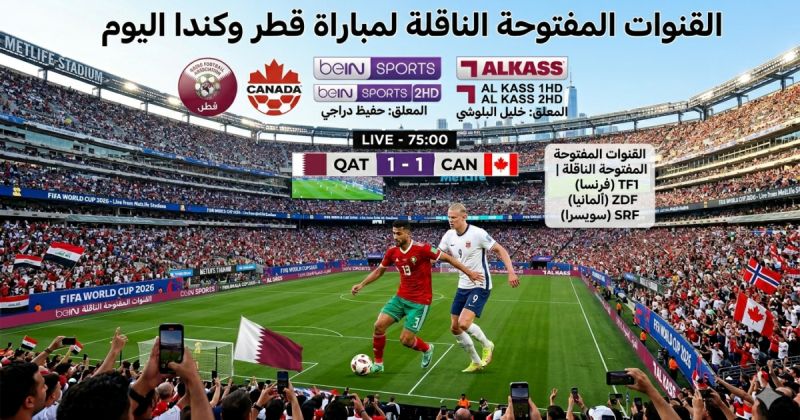 القنوات المفتوحة الناقلة لمباراة قطر وكندا في كأس العالم 2026