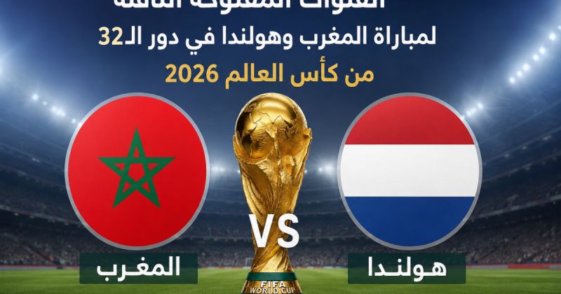 القنوات المفتوحة الناقلة لمباراة المغرب وهولندا في دور الـ32 من كأس العالم 2026