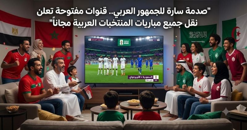 صدمة سارة للجمهور العربي.. قنوات مفتوحة تعلن نقل جميع مباريات المنتخبات العربية مجاناً
