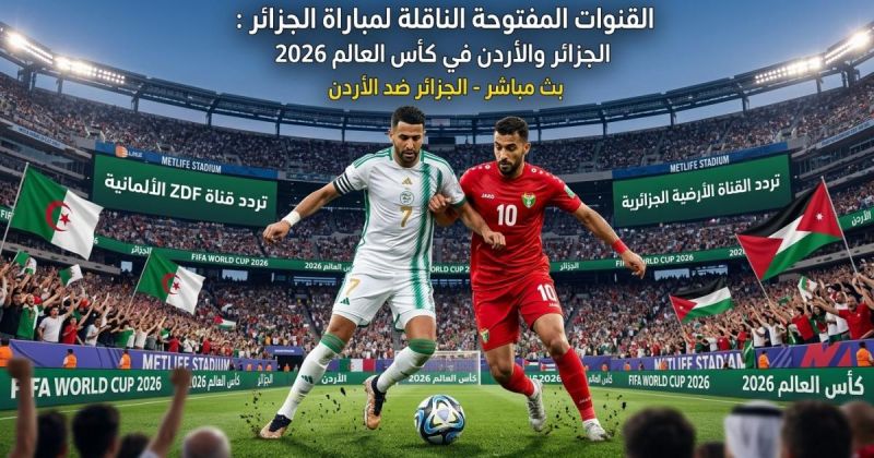 القنوات المفتوحة الناقلة لمباراة الجزائر والأردن في كأس العالم 2026