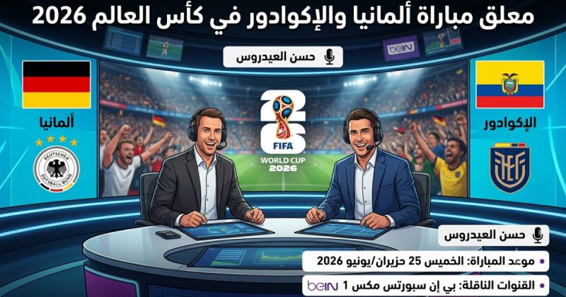 معلق مباراة ألمانيا والإكوادور في كأس العالم 2026