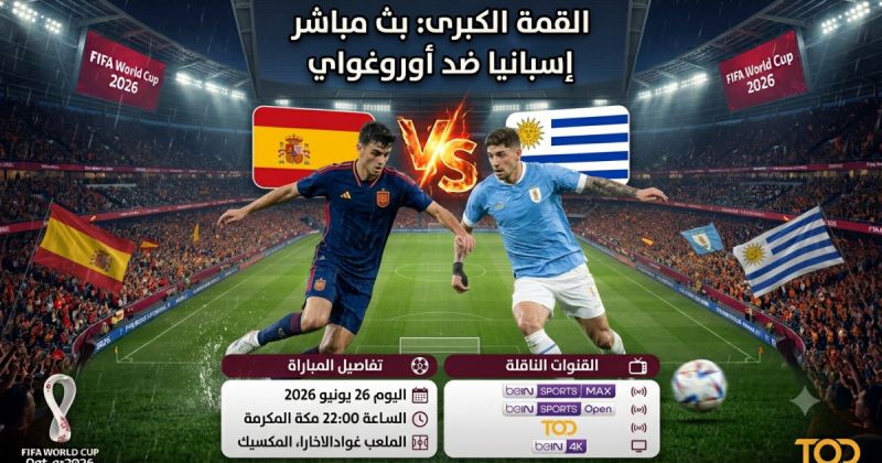 القنوات المفتوحة الناقلة لمباراة إسبانيا وأوروغواي في كأس العالم 2026