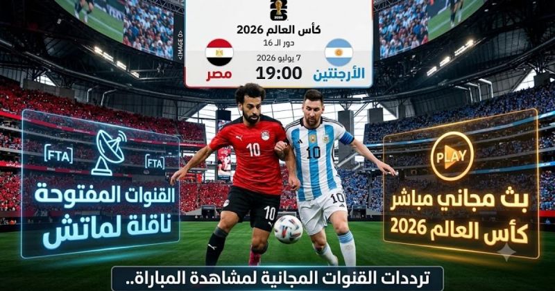 القنوات المفتوحة الناقلة لماتش مصر والأرجنتين بدور الـ16 من كأس العالم 2026