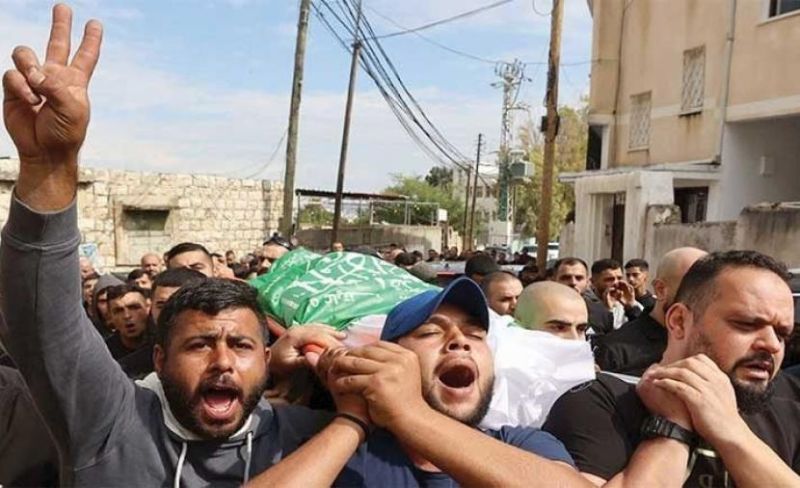 جماهير نابلس تشيع جثمان الشهيد الطفل اشتيه في بلدة تل