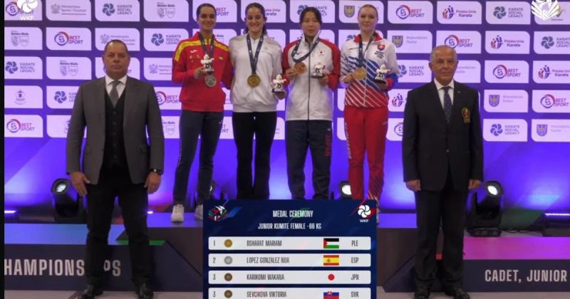 الفلسطينية مريم بشارات تتوج بذهبية العالم للكاراتيه