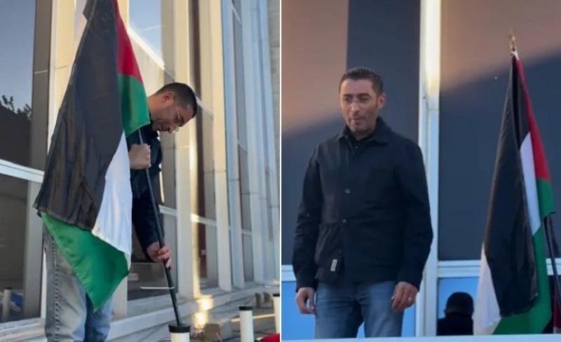 عمدة بلدية "فينيسيو" الفرنسية يرفع علم فلسطين على مقرها