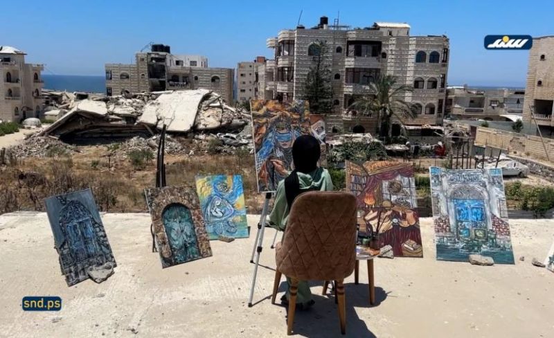 جنى أبو هربيد توثّق وجع النازحين في غزة بريشتها