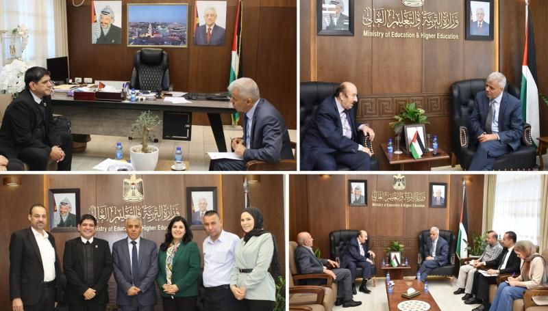 الوزير برهم يبحث مع جامعة بيت لحم وكلية الروضة سبل تجويد مخرجات التعليم